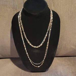 Coldwater Creek: Multi-strand Gold and Silver Toned Adjustable Necklace